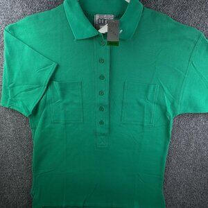 VTG NOS Como Sport USA Made Polo Shirt Green Adult Half Button Up W/ Pockets